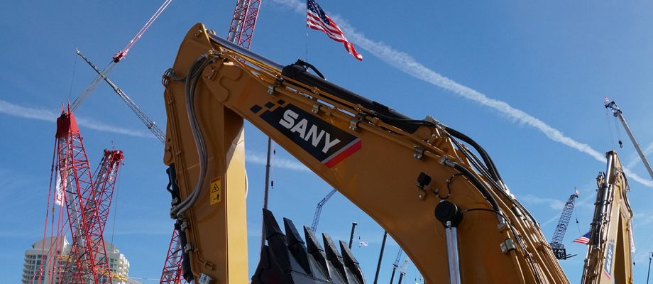 SANY News - Excavator with U.S. Flag