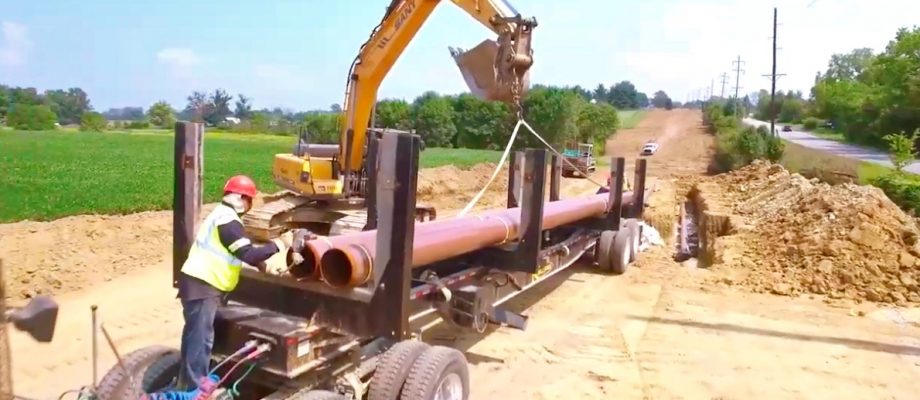 SANY SY235 Excavator Working on Pipeline with Hall Contracting